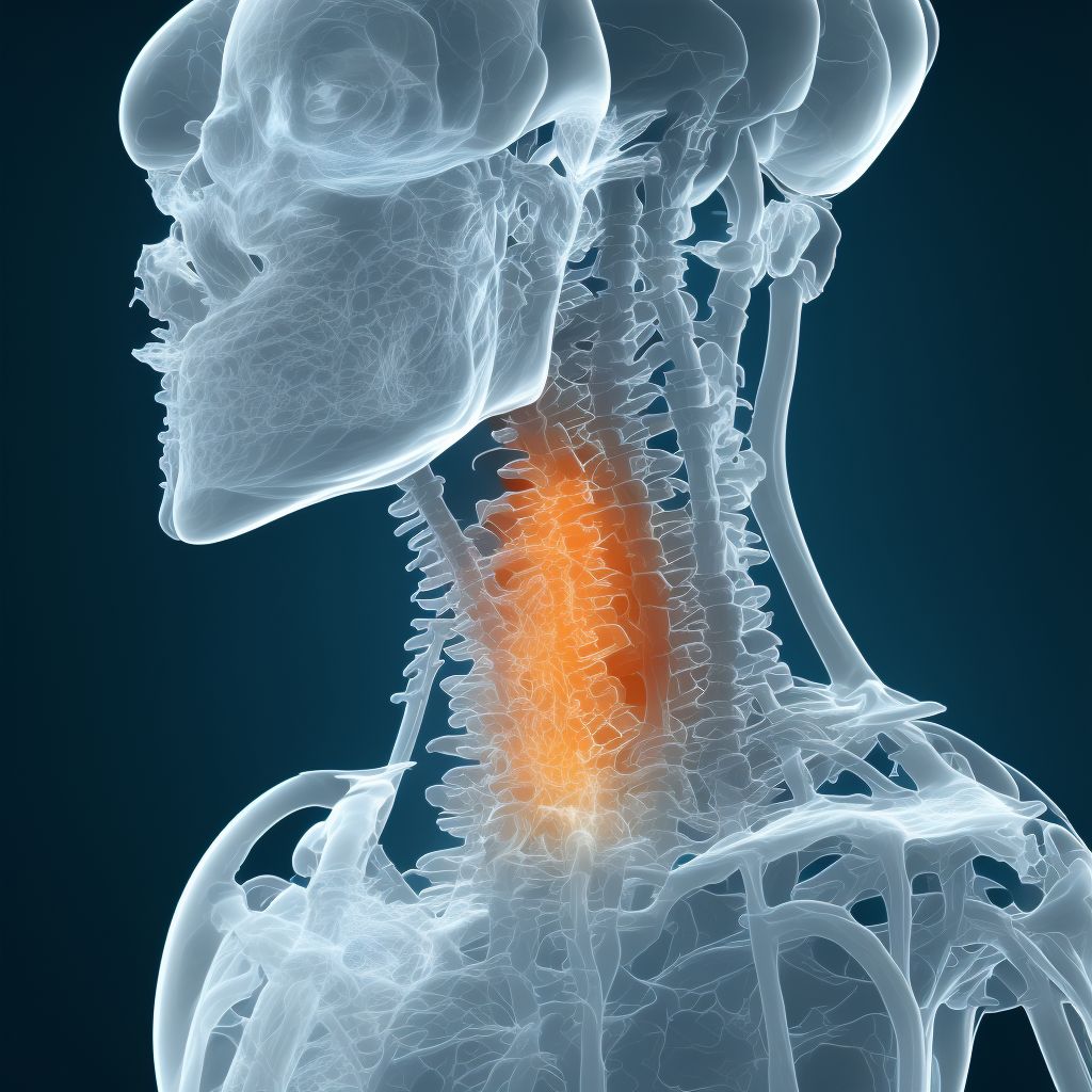 Subluxation of C7/T1 cervical vertebrae, initial encounter digital illustration