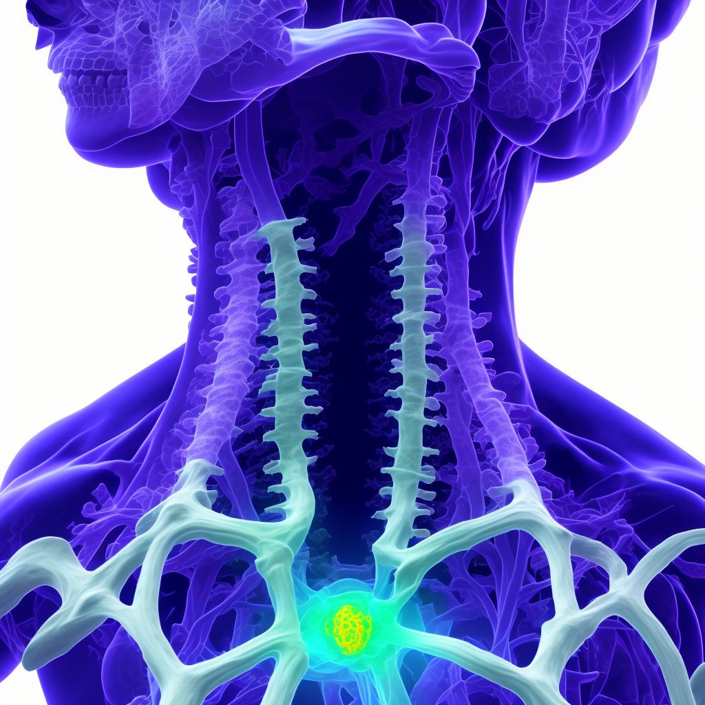 Subluxation of C7/T1 cervical vertebrae, sequela digital illustration