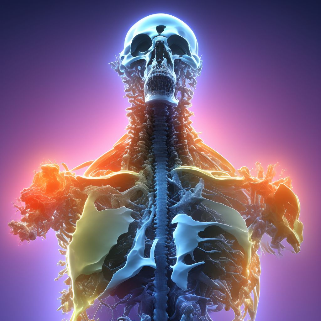 Dislocation of C7/T1 cervical vertebrae, initial encounter digital illustration