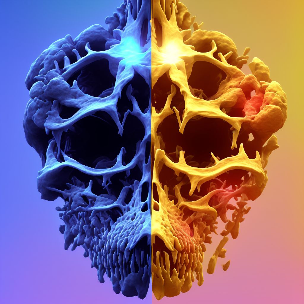 Dislocation of C7/T1 cervical vertebrae, sequela digital illustration