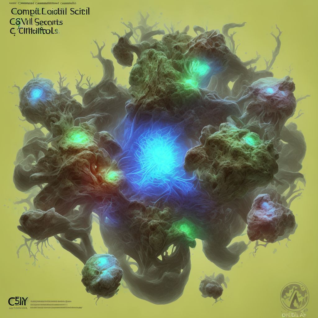 Complete lesion at C5 level of cervical spinal cord, sequela digital illustration