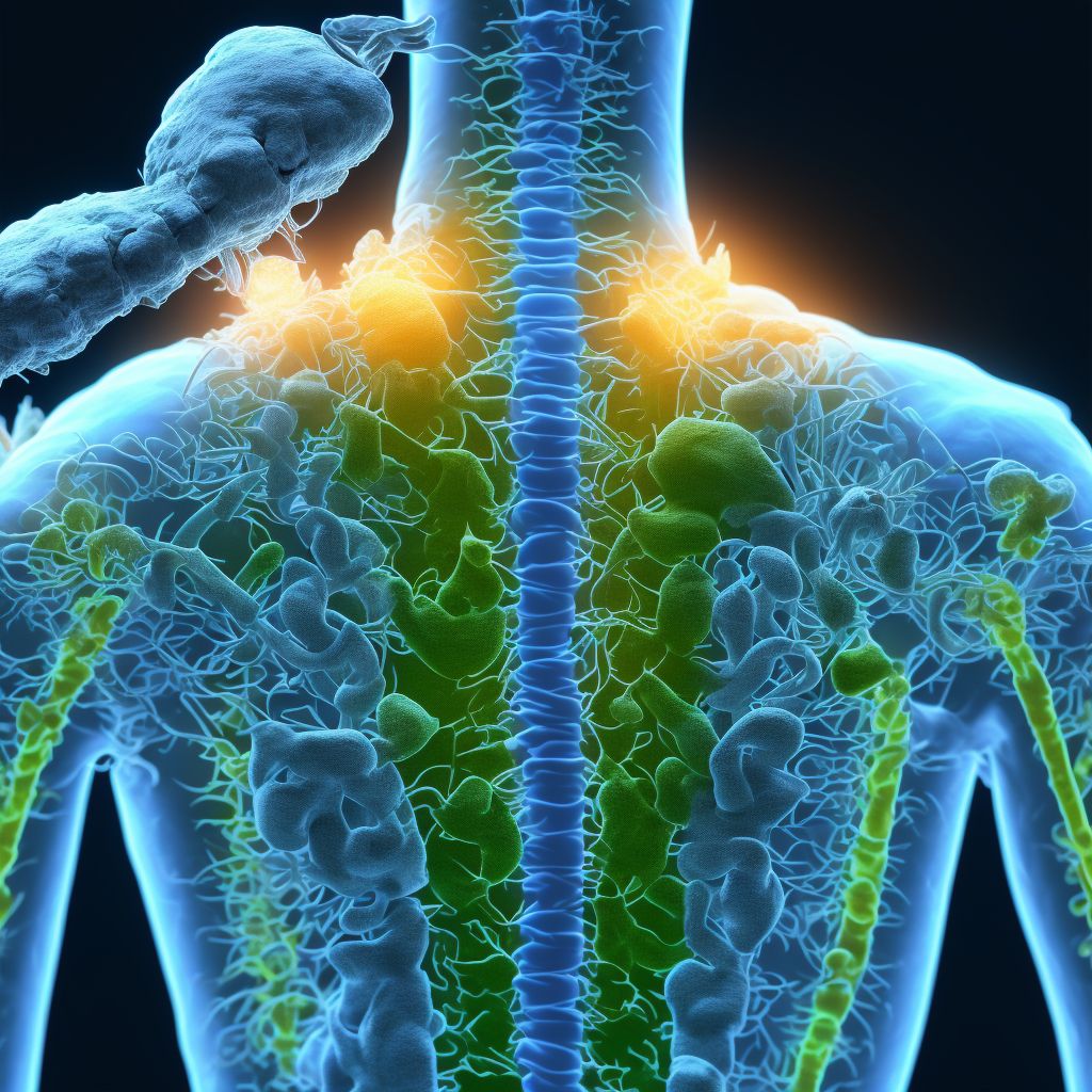 Complete lesion at unspecified level of cervical spinal cord, sequela digital illustration