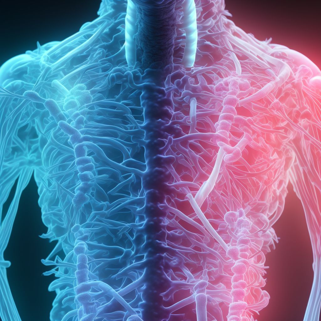 Central cord syndrome at C4 level of cervical spinal cord, initial encounter digital illustration