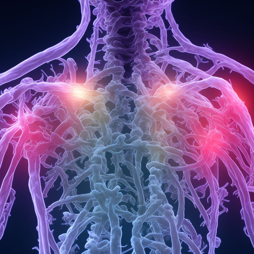 Central cord syndrome at C4 level of cervical spinal cord, sequela digital illustration