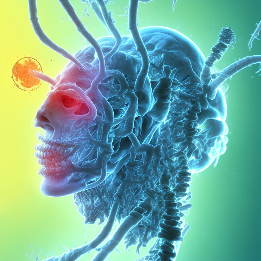 Central cord syndrome at C6 level of cervical spinal cord, subsequent encounter digital illustration