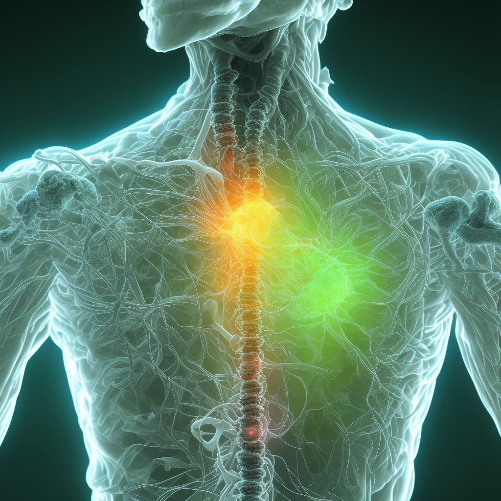 Central cord syndrome at C7 level of cervical spinal cord, subsequent encounter digital illustration