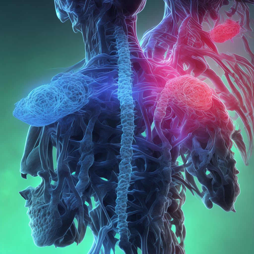 Central cord syndrome at C7 level of cervical spinal cord, sequela digital illustration