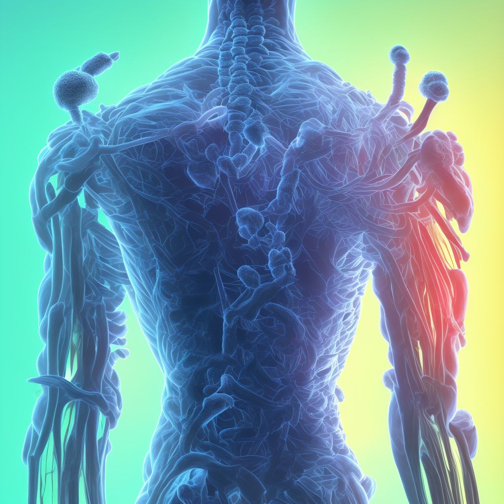 Central cord syndrome at C8 level of cervical spinal cord, subsequent encounter digital illustration