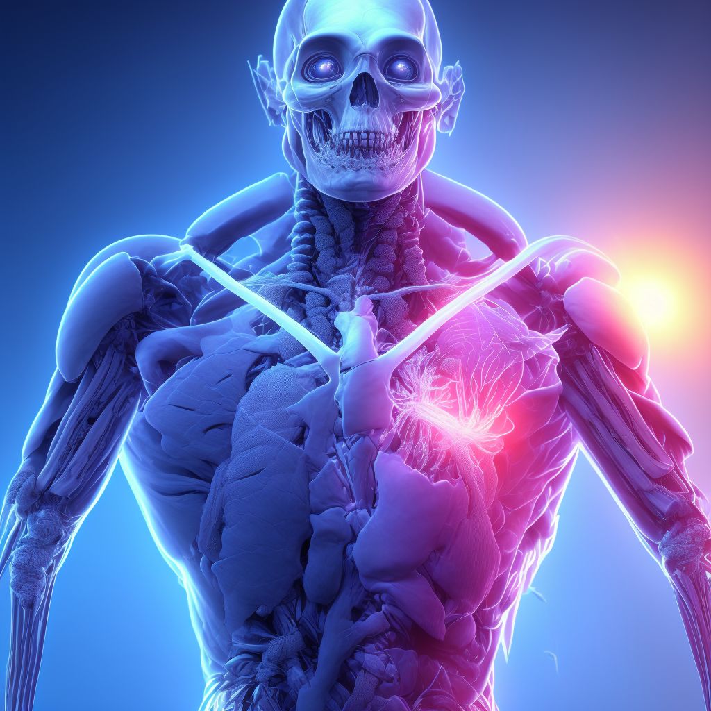 Anterior cord syndrome at C4 level of cervical spinal cord, sequela digital illustration