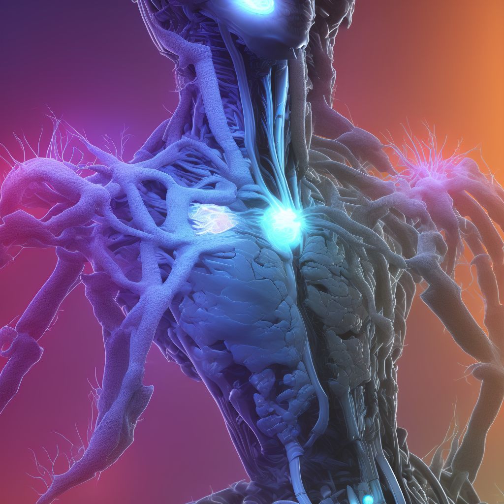 Anterior cord syndrome at C6 level of cervical spinal cord, subsequent encounter digital illustration