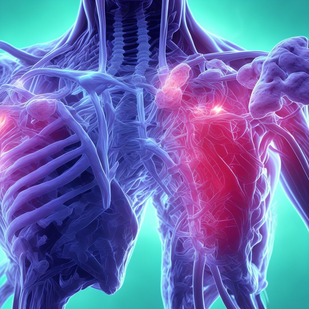 Anterior cord syndrome at C7 level of cervical spinal cord, sequela digital illustration