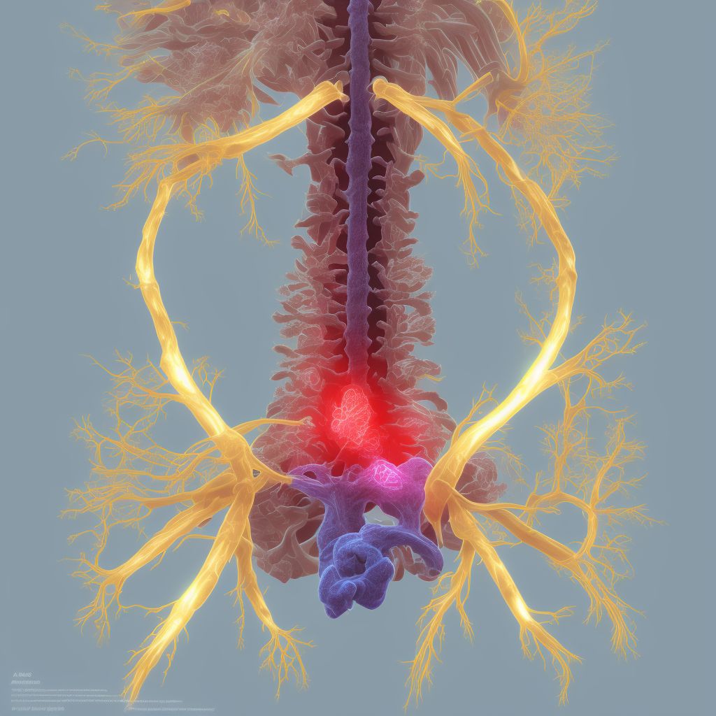 Anterior cord syndrome at C8 level of cervical spinal cord, sequela digital illustration