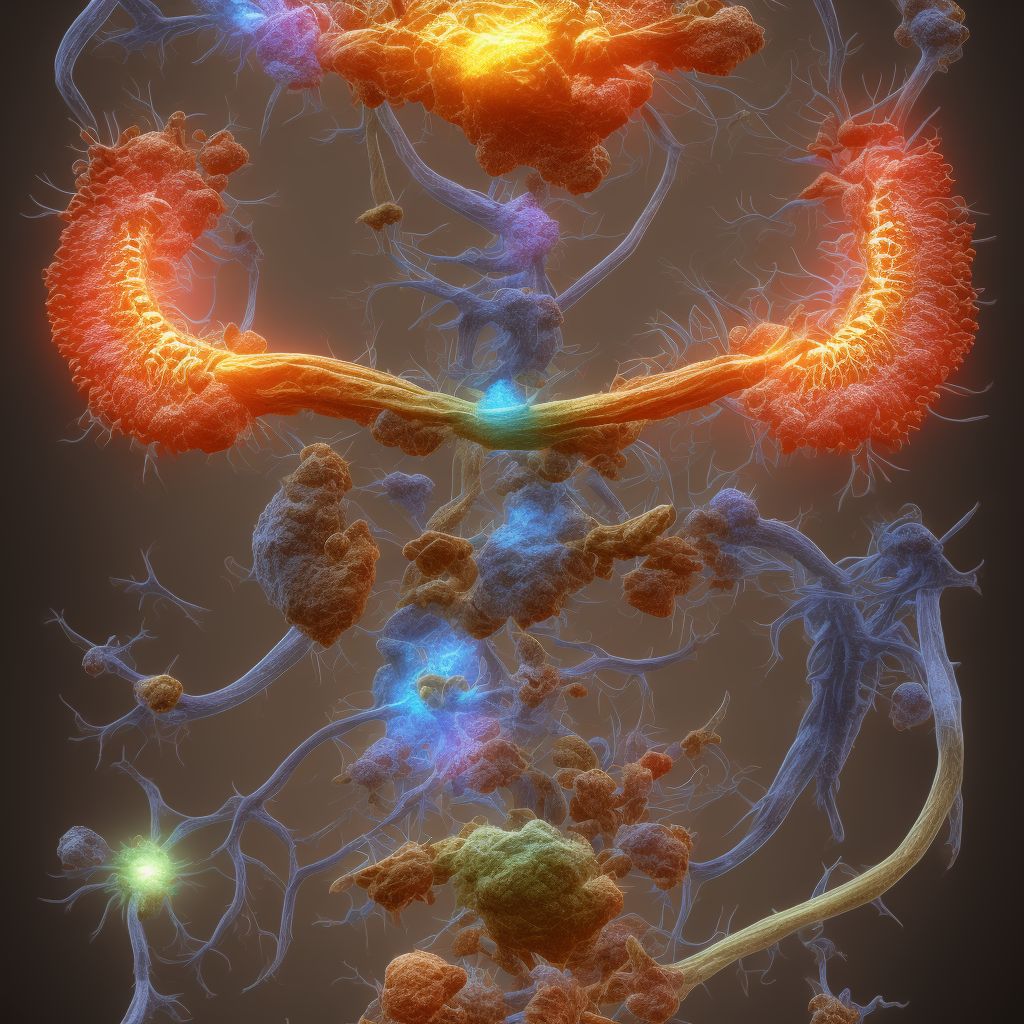 Brown-Sequard syndrome at C2 level of cervical spinal cord, sequela digital illustration