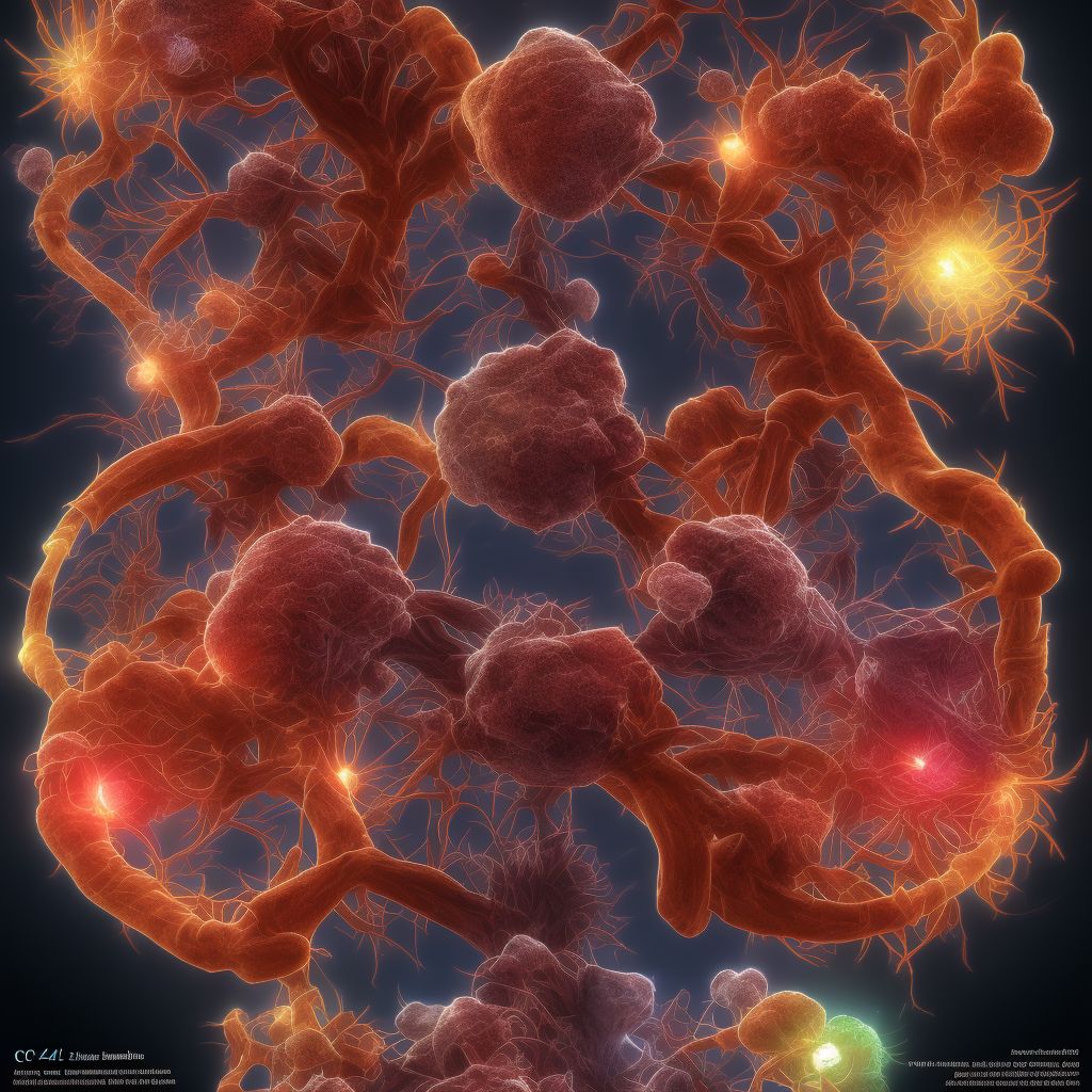 Brown-Sequard syndrome at C4 level of cervical spinal cord, sequela digital illustration