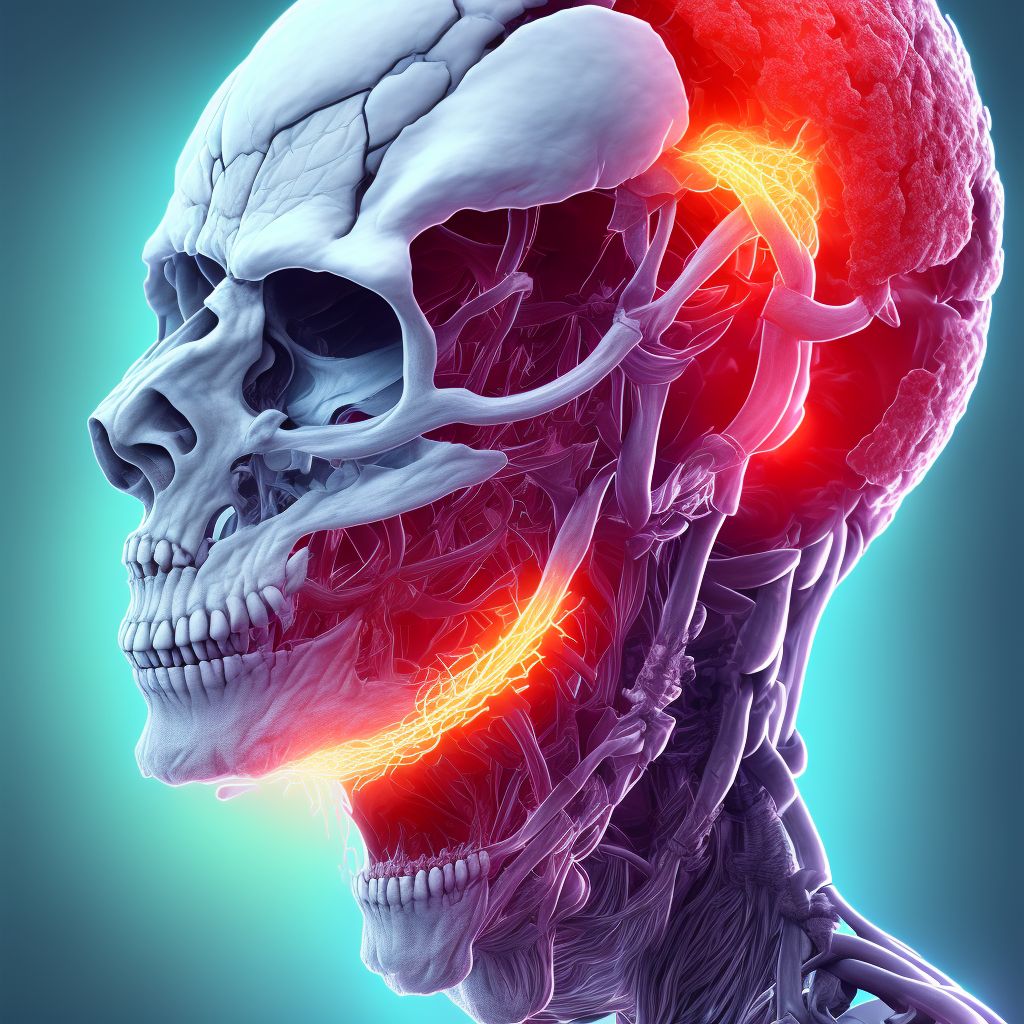 Minor laceration of right carotid artery, sequela digital illustration