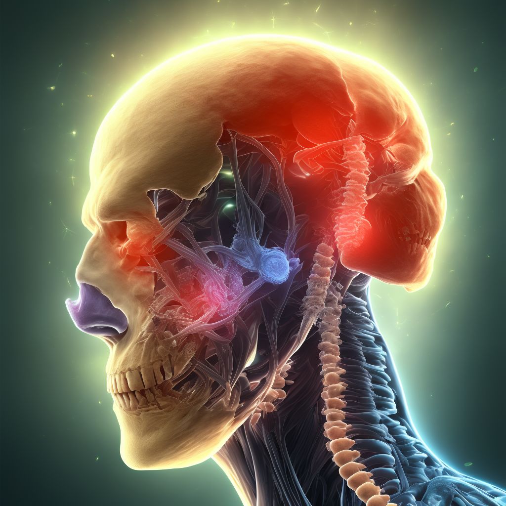 Unspecified injury of right vertebral artery, sequela digital illustration