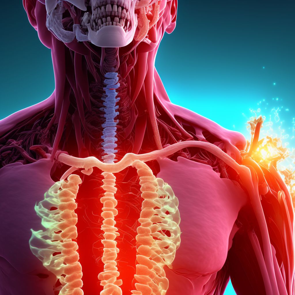 Unspecified injury of left vertebral artery, sequela digital illustration