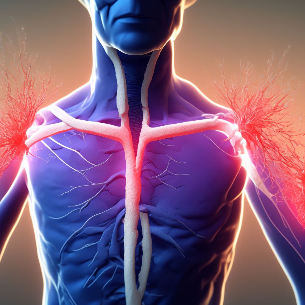 Major laceration of right internal jugular vein, sequela digital illustration