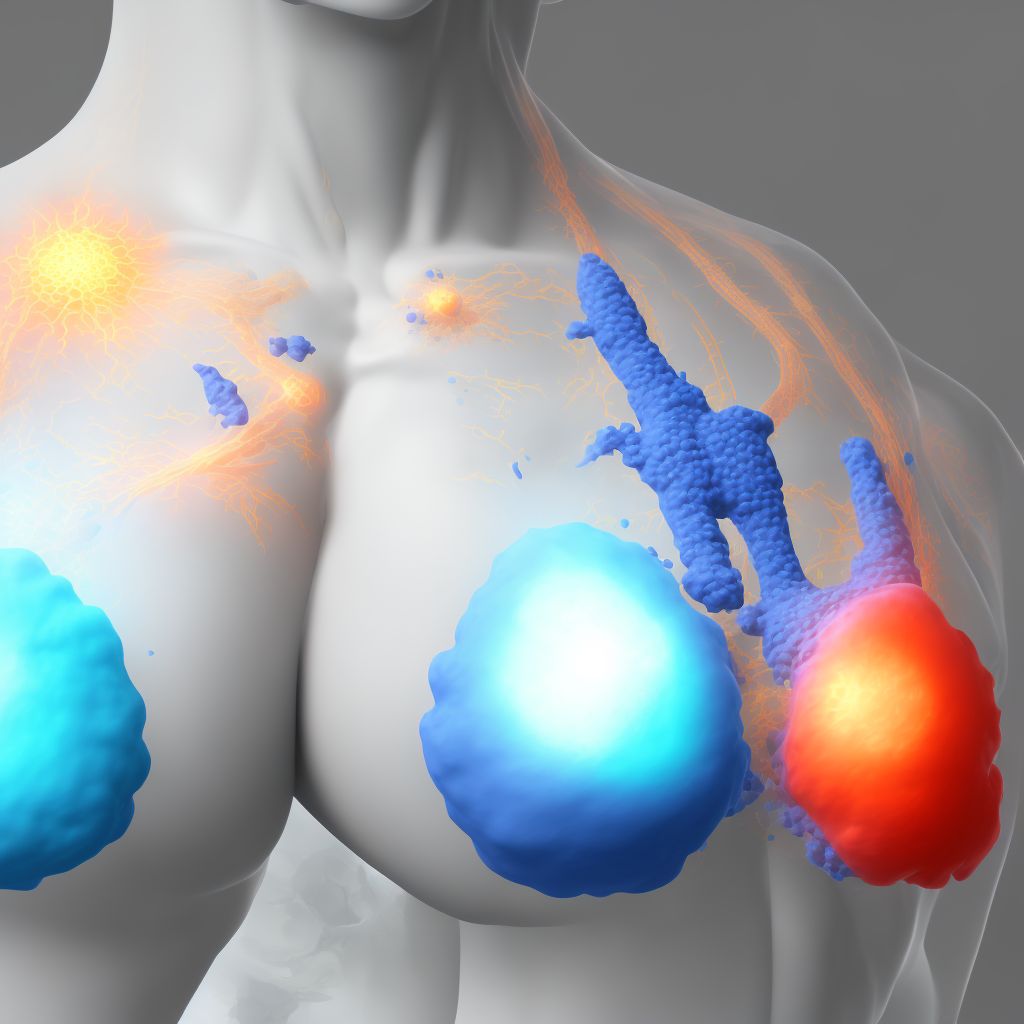 Blister (nonthermal) of breast, right breast, subsequent encounter digital illustration