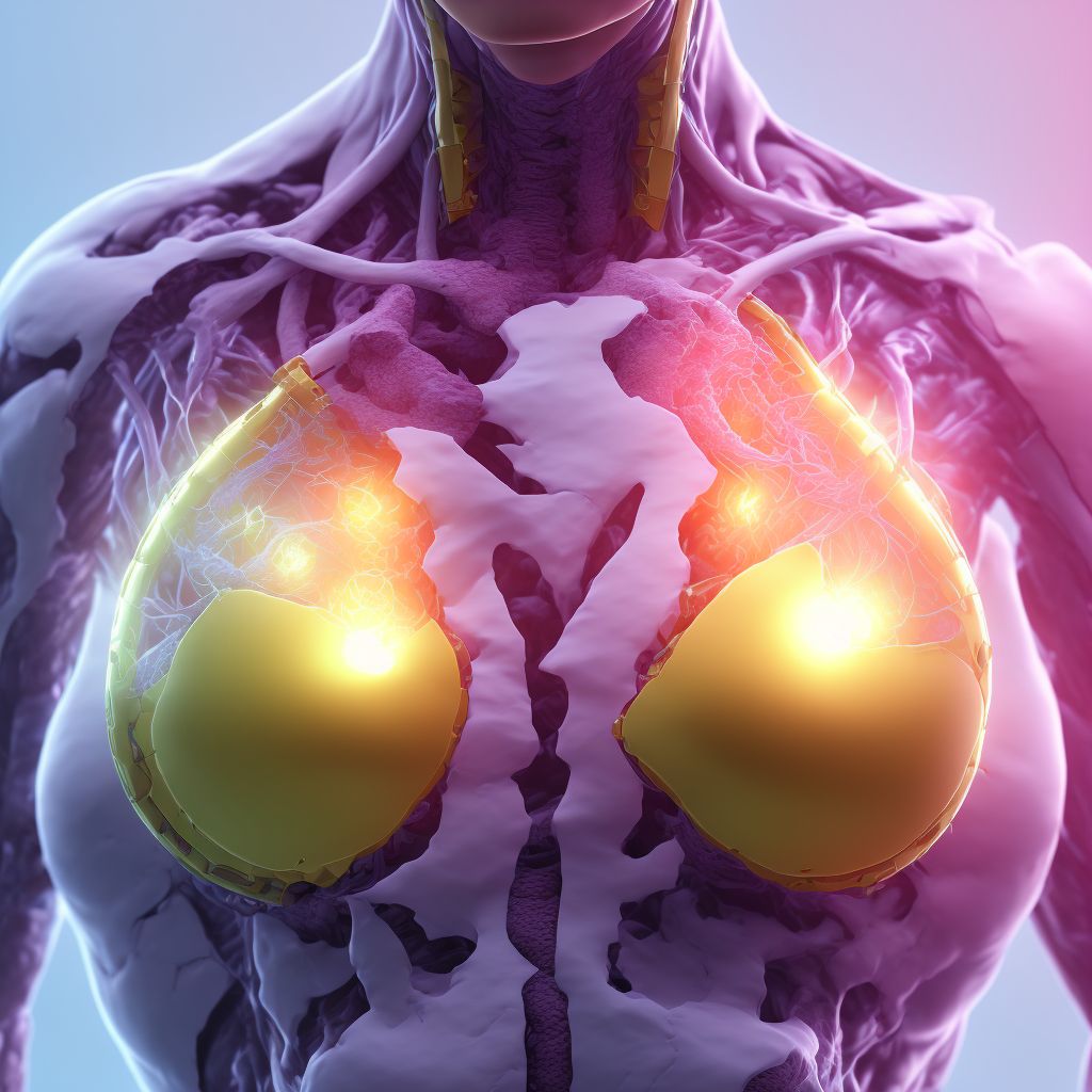 External constriction of part of breast, right breast, initial encounter digital illustration