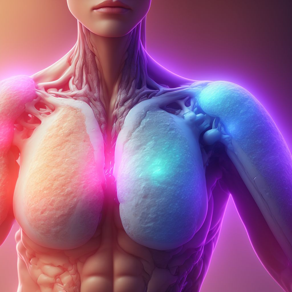 Superficial foreign body of breast, left breast, initial encounter digital illustration