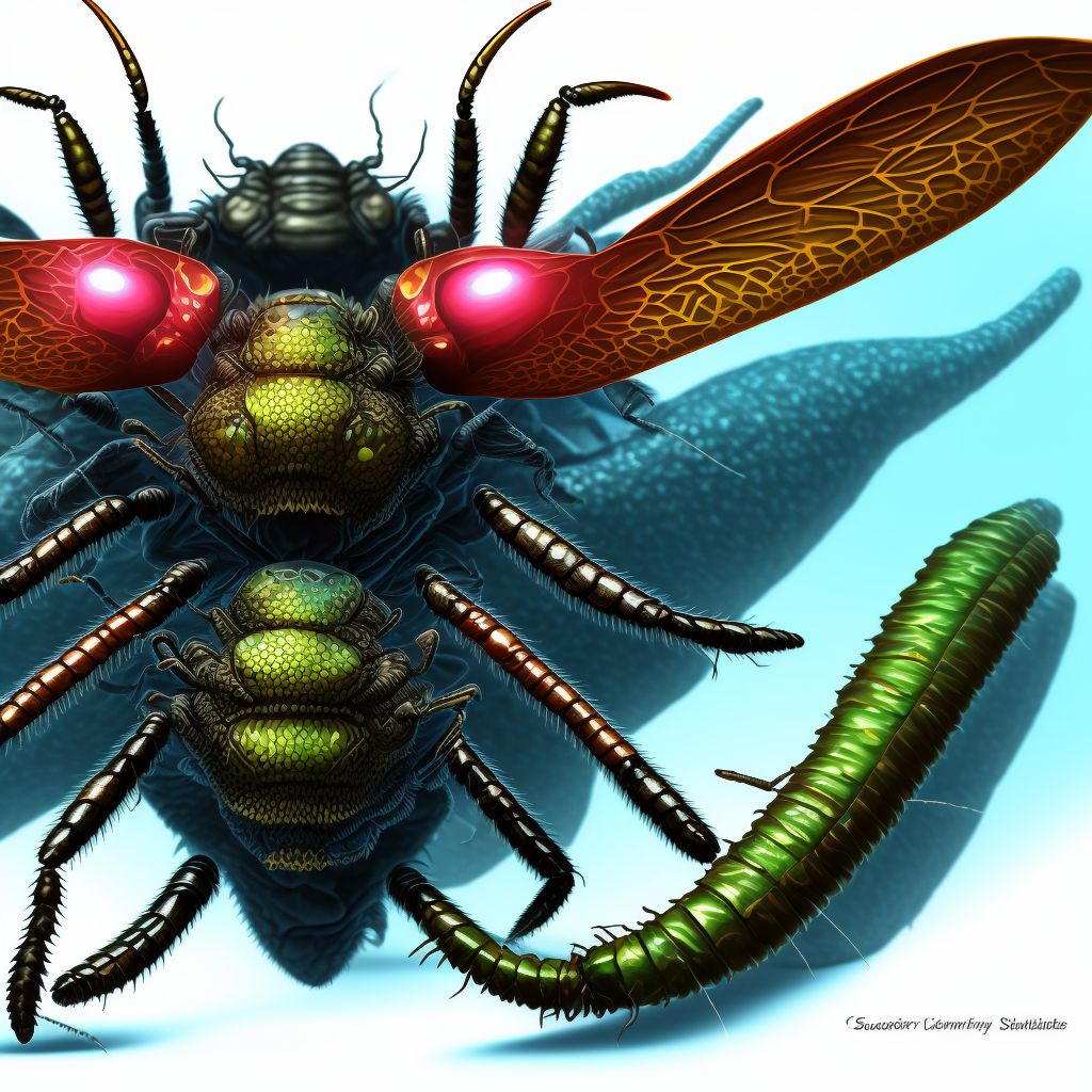 Insect bite (nonvenomous) of breast, right breast, sequela digital illustration