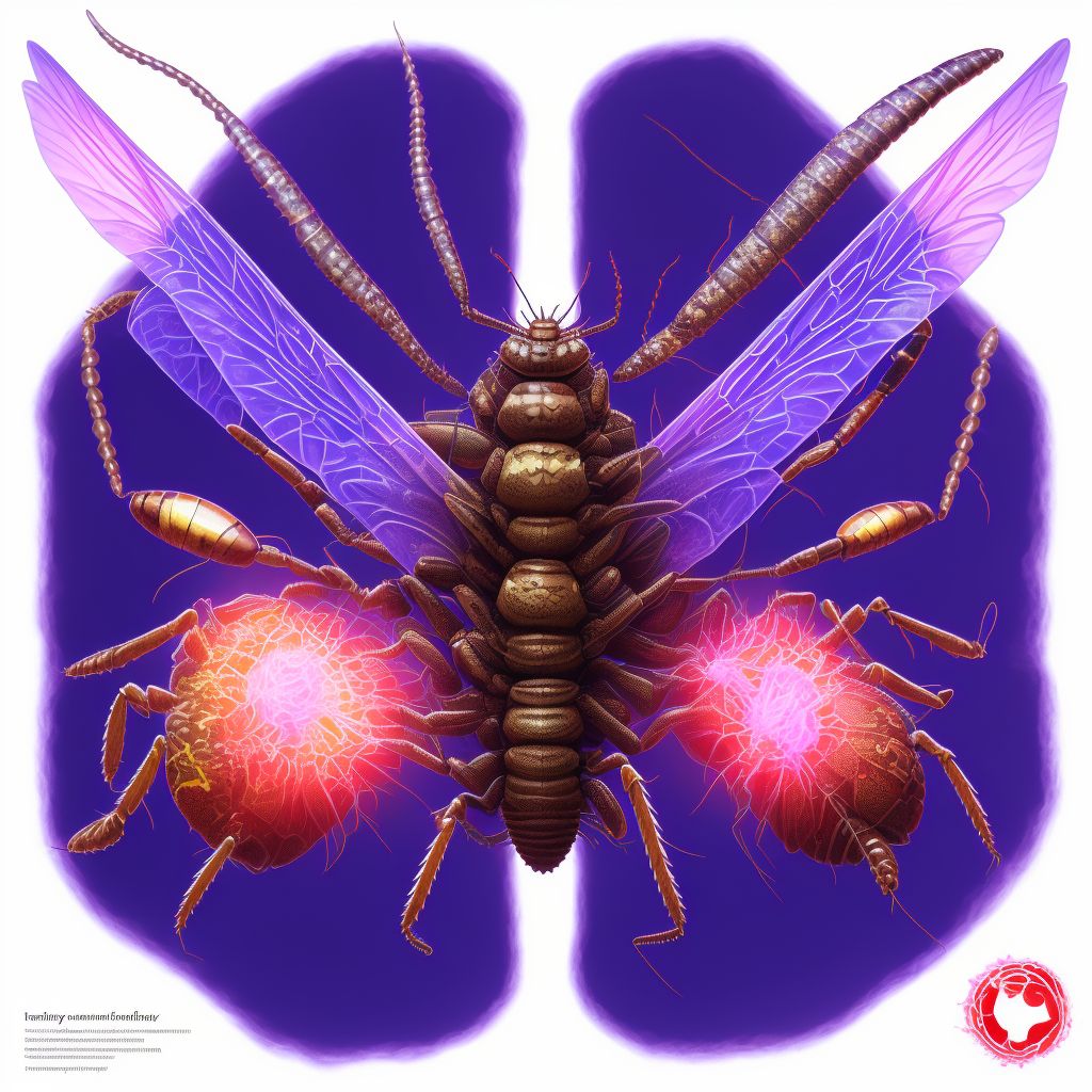 Insect bite (nonvenomous) of breast, left breast, subsequent encounter digital illustration