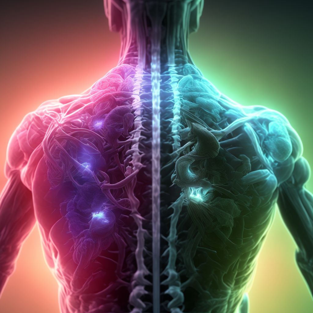 Contusion of bilateral back wall of thorax, initial encounter digital illustration