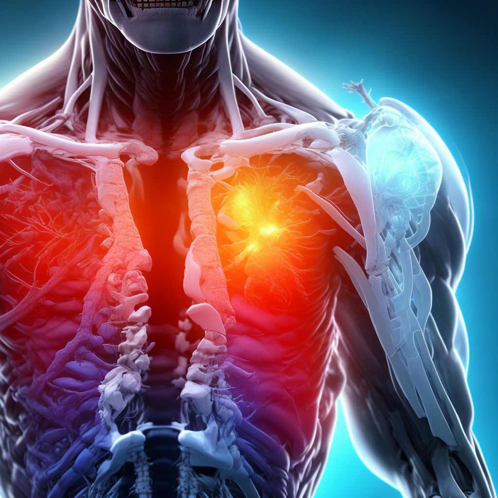 Unspecified superficial injuries of bilateral front wall of thorax, initial encounter digital illustration