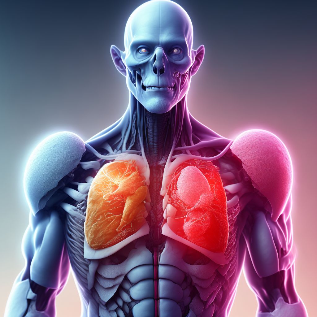 Unspecified superficial injuries of middle front wall of thorax, sequela digital illustration