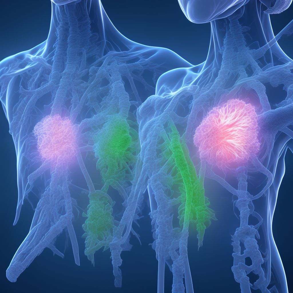 Blister (nonthermal) of middle front wall of thorax, subsequent encounter digital illustration