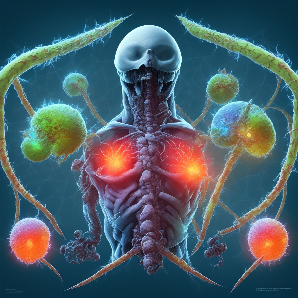 External constriction of left front wall of thorax, sequela digital illustration