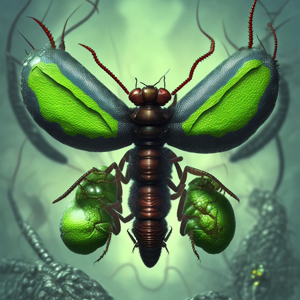 Insect bite (nonvenomous) of left front wall of thorax, initial encounter digital illustration