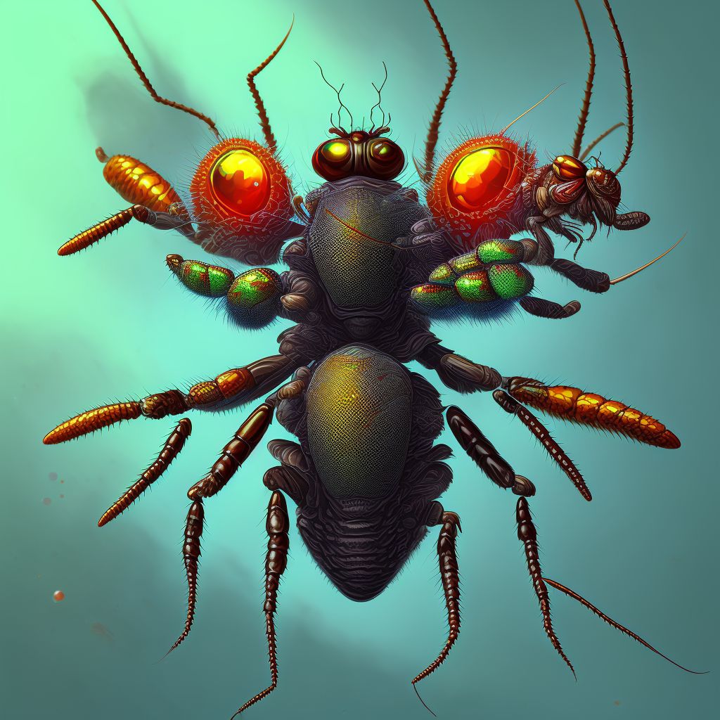 Insect bite (nonvenomous) of left front wall of thorax, sequela digital illustration