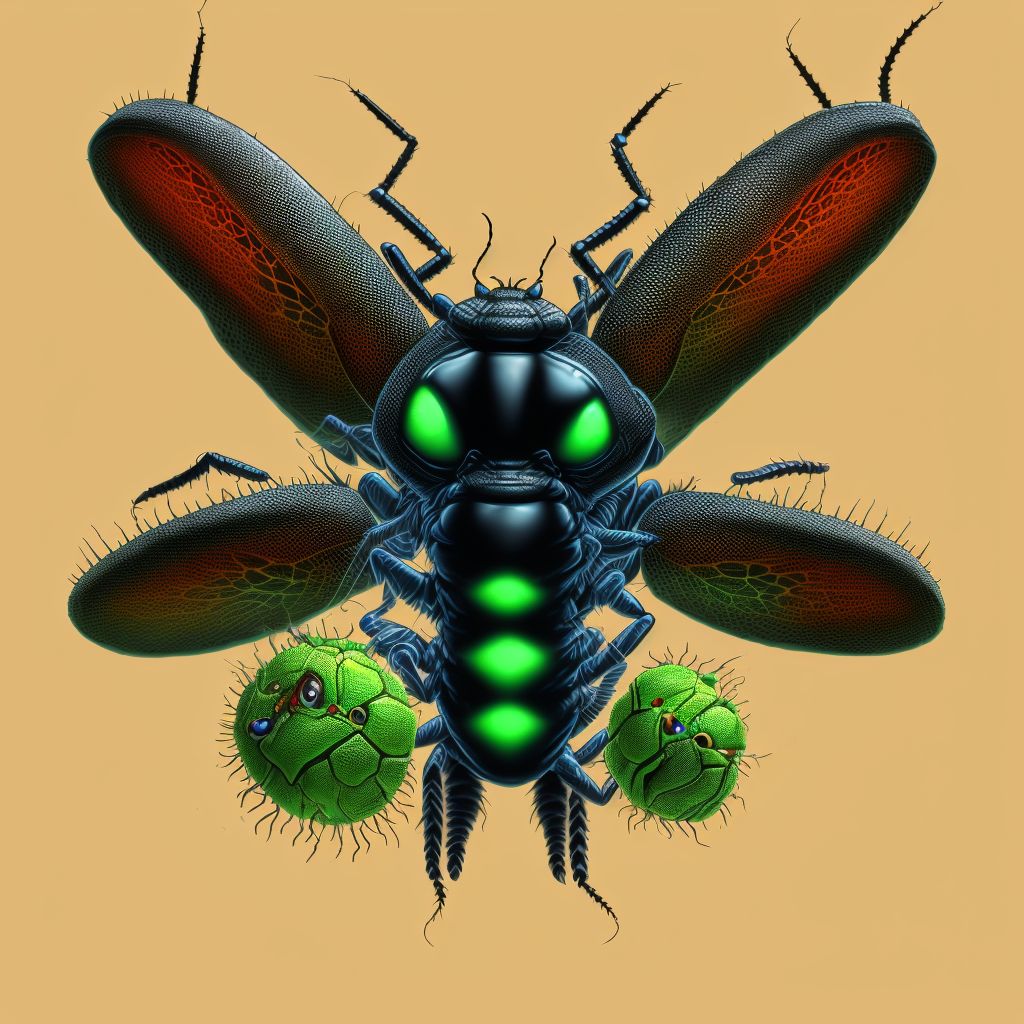 Insect bite (nonvenomous) of middle front wall of thorax, subsequent encounter digital illustration