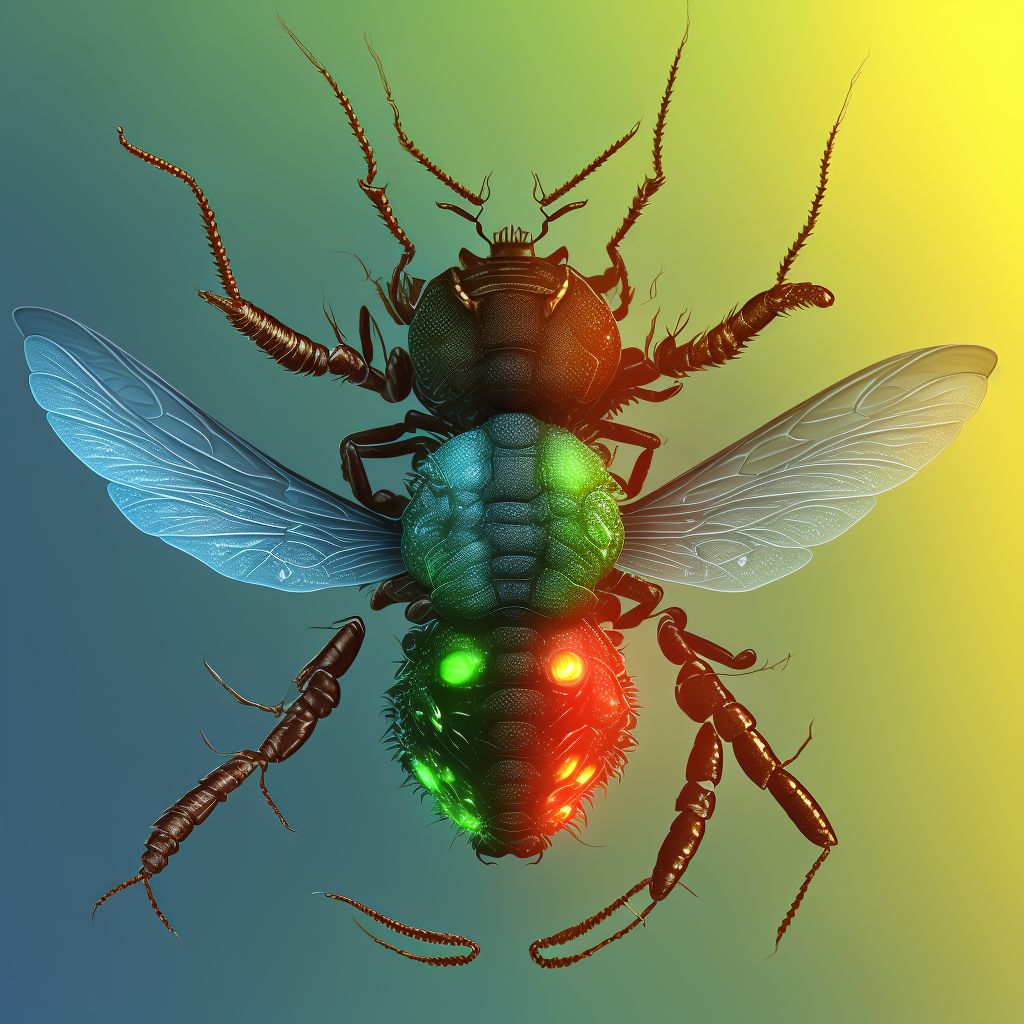 Insect bite of middle front wall of thorax, sequela  digital illustration