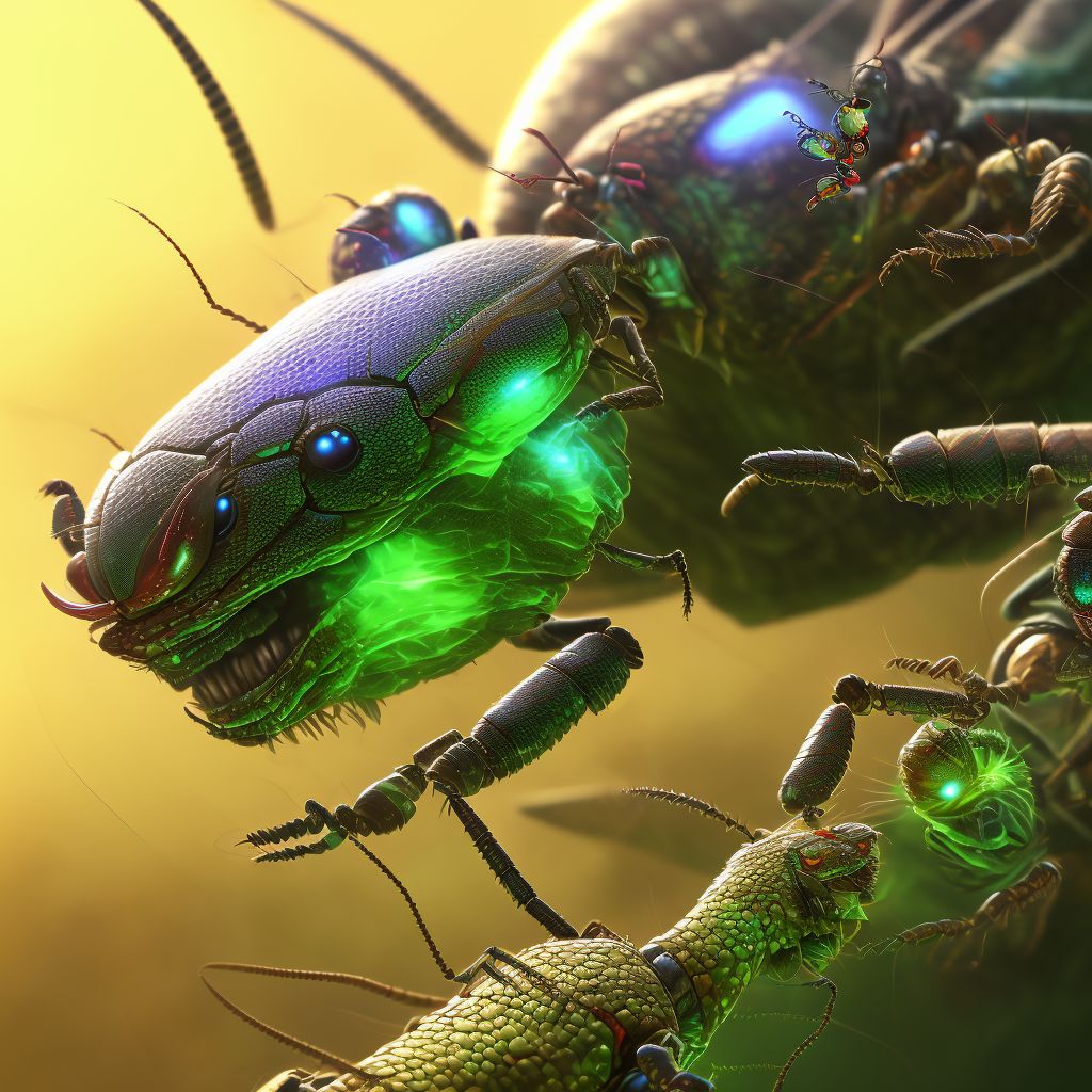 Insect bite (nonvenomous) of unspecified front wall of thorax, subsequent encounter digital illustration