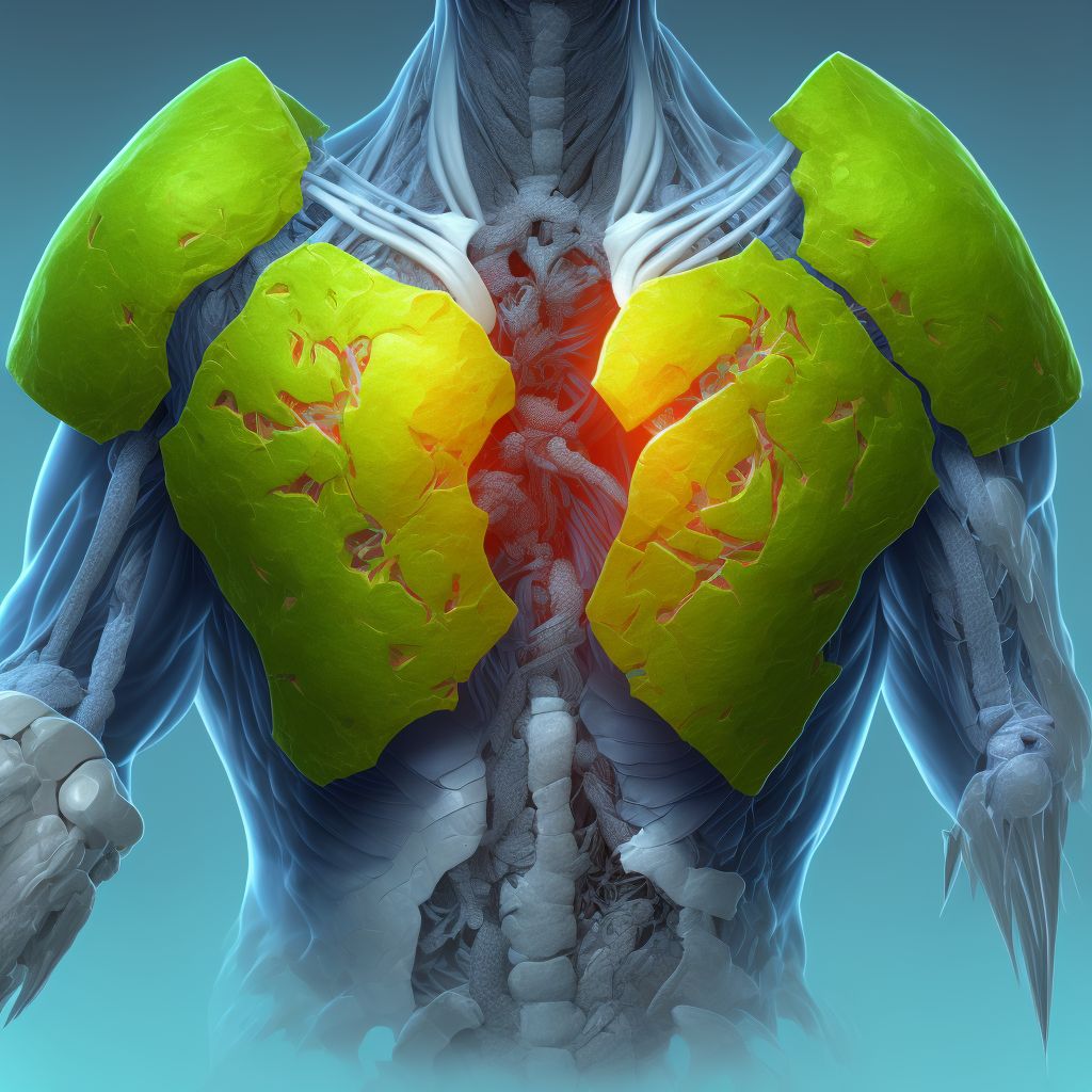 Unspecified superficial injuries of left back wall of thorax, sequela digital illustration