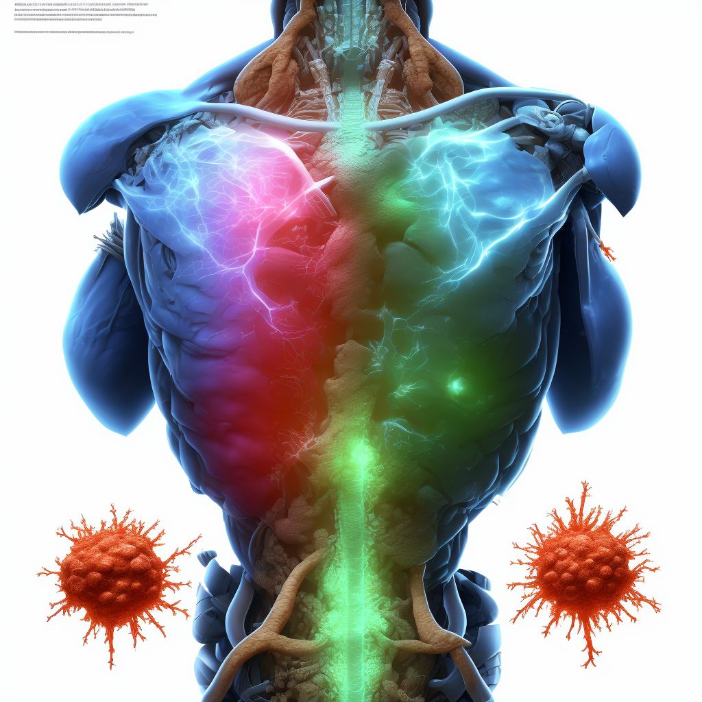 Superficial foreign body of right back wall of thorax, subsequent encounter digital illustration