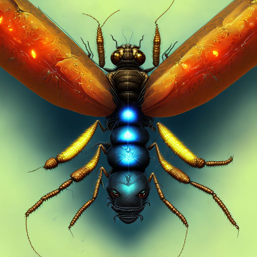 Insect bite (nonvenomous) of right back wall of thorax, subsequent encounter digital illustration