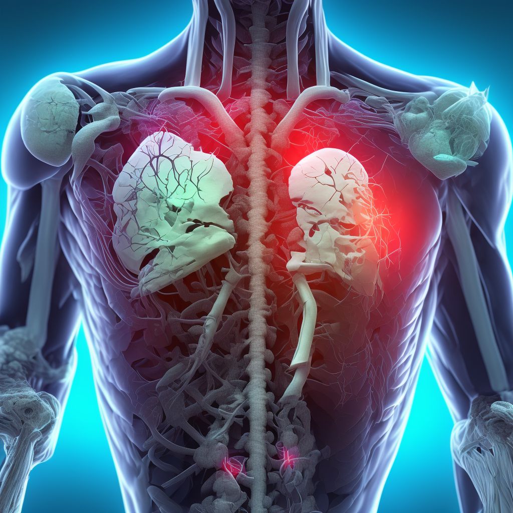 Unspecified open wound of left front wall of thorax without penetration into thoracic cavity, sequela digital illustration