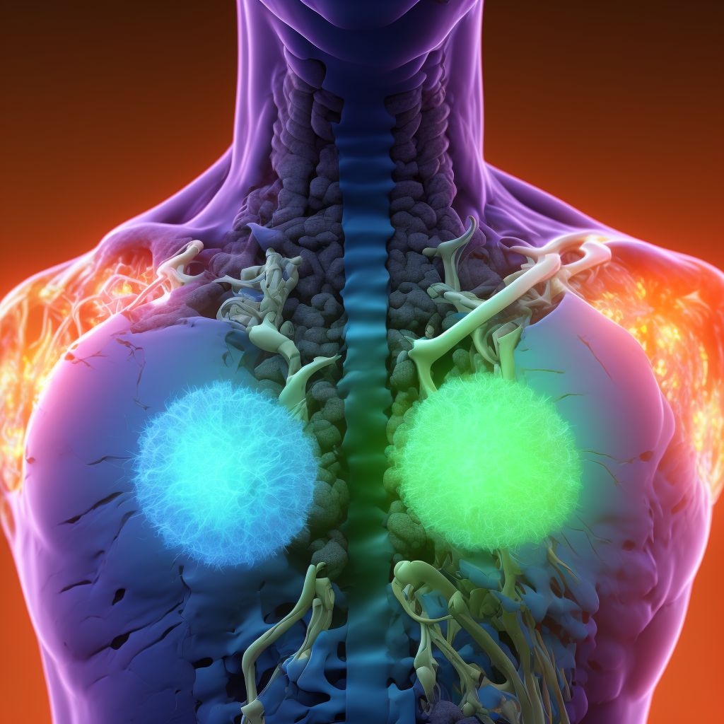 Unspecified open wound of unspecified front wall of thorax without penetration into thoracic cavity, subsequent encounter digital illustration