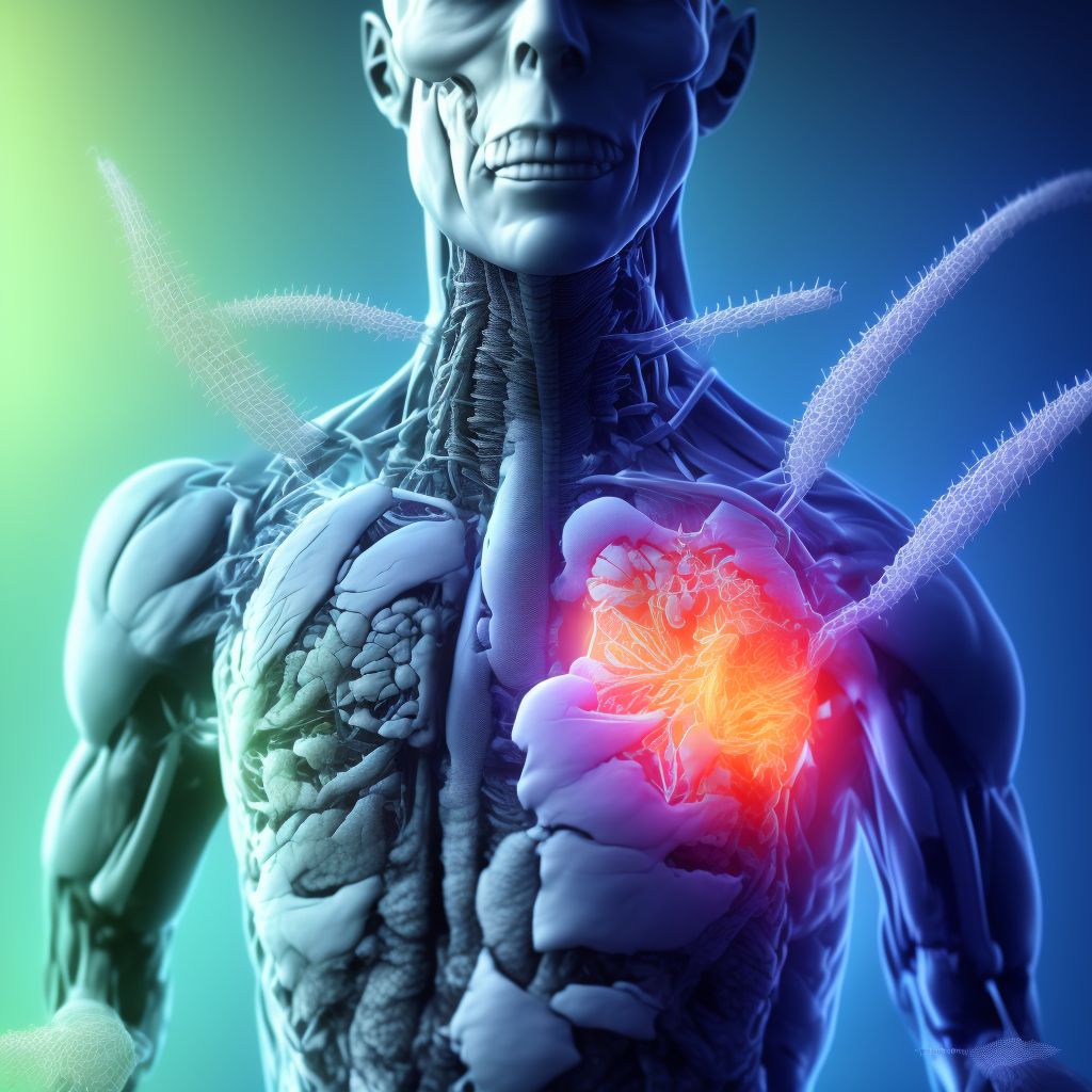 Laceration without foreign body of left front wall of thorax without penetration into thoracic cavity, sequela digital illustration