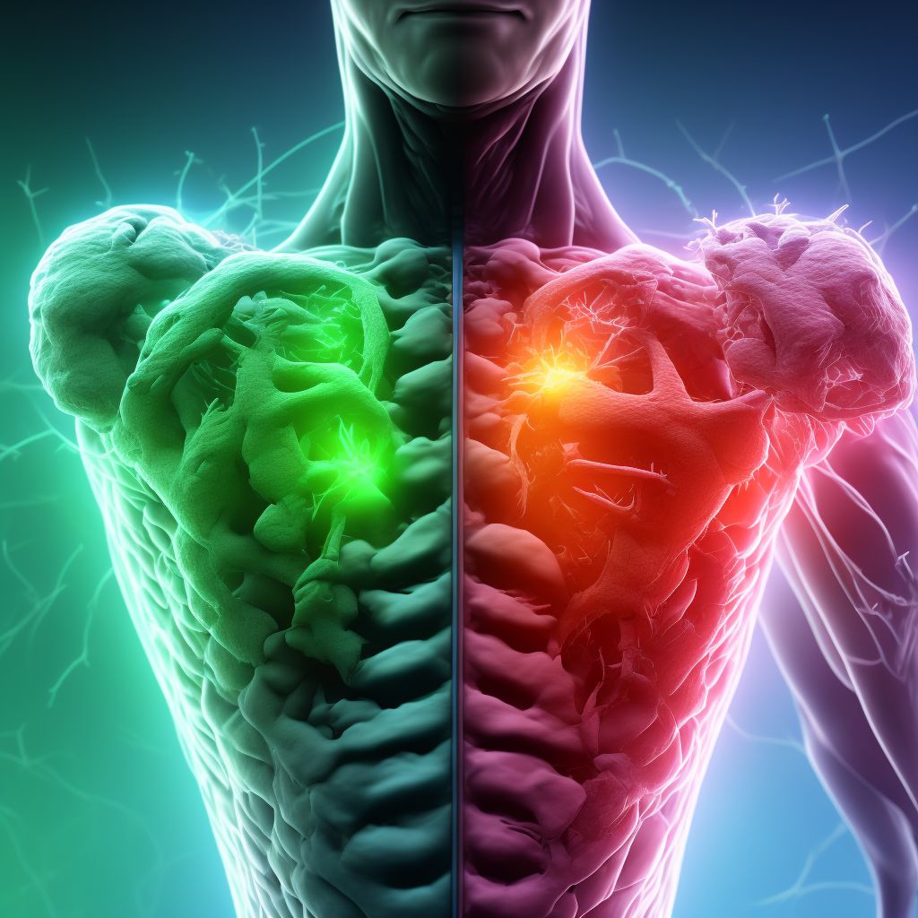 Laceration without foreign body of unspecified front wall of thorax without penetration into thoracic cavity, subsequent encounter digital illustration