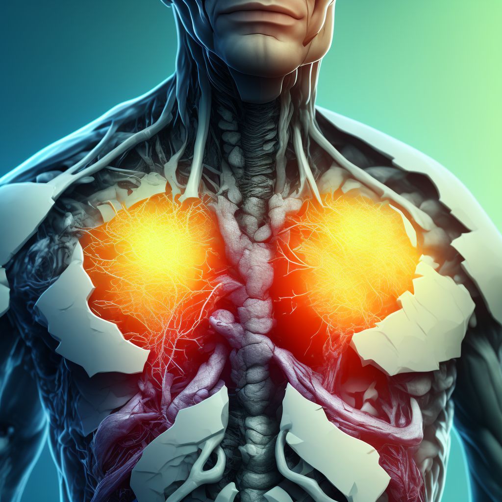 Laceration with foreign body of left front wall of thorax without penetration into thoracic cavity, subsequent encounter digital illustration