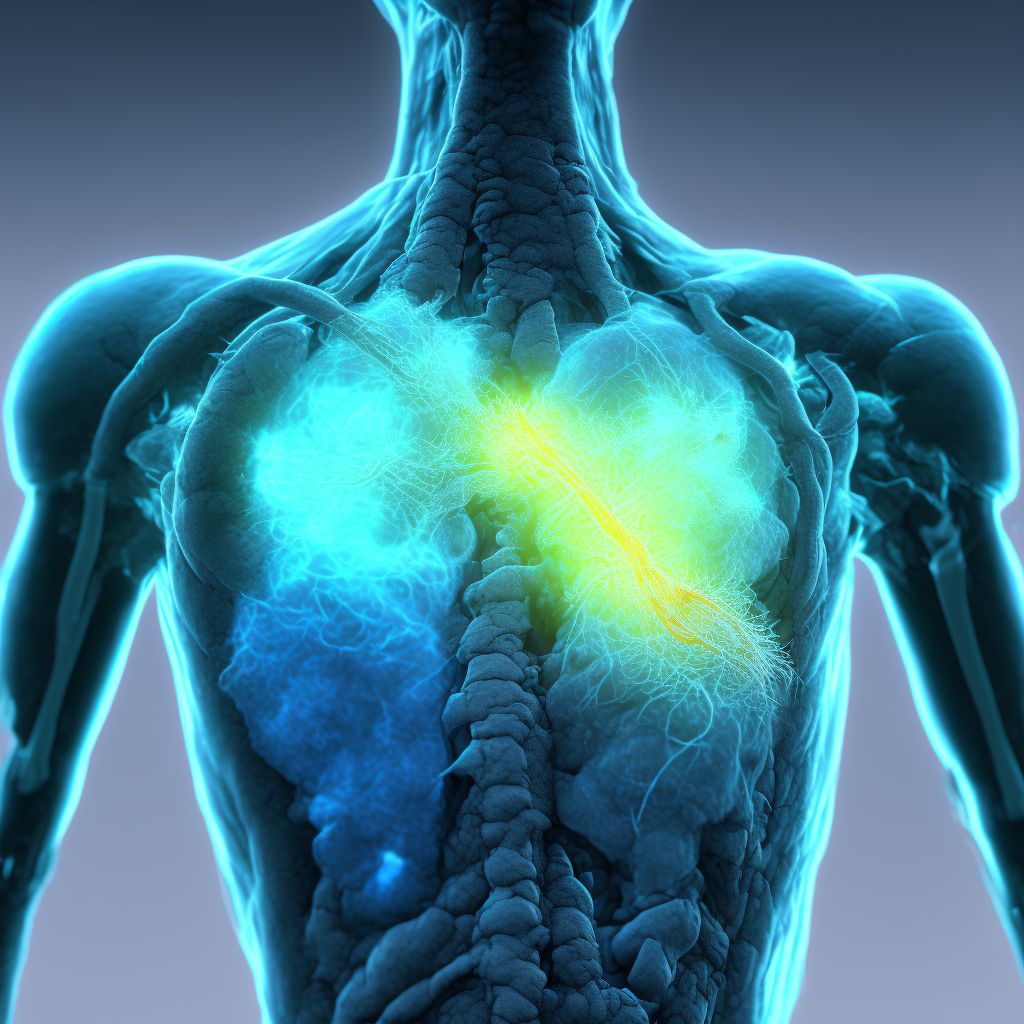 Puncture wound with foreign body of right front wall of thorax without penetration into thoracic cavity, initial encounter digital illustration