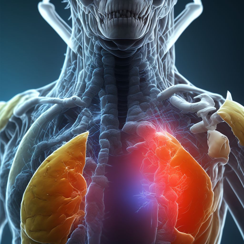 Puncture wound with foreign body of left front wall of thorax without penetration into thoracic cavity, initial encounter digital illustration