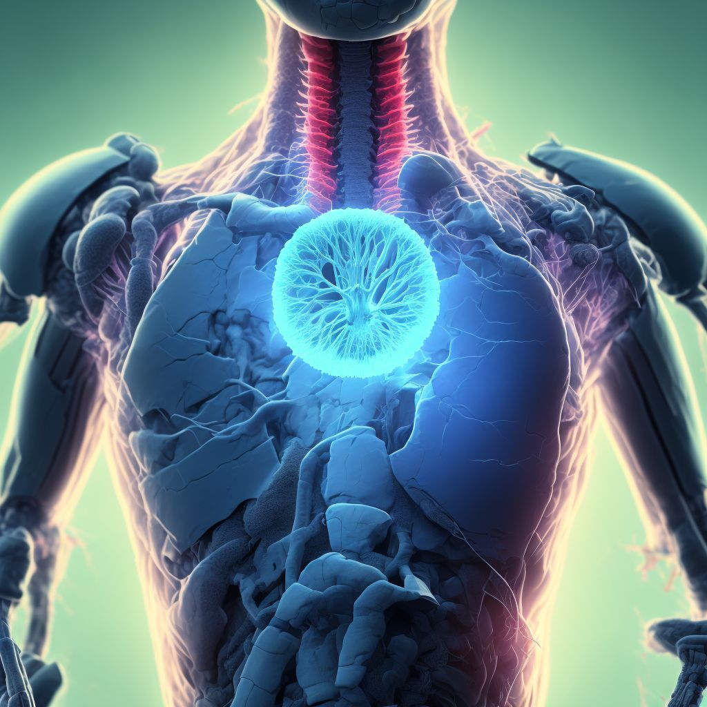 Puncture wound with foreign body of unspecified front wall of thorax without penetration into thoracic cavity, subsequent encounter digital illustration