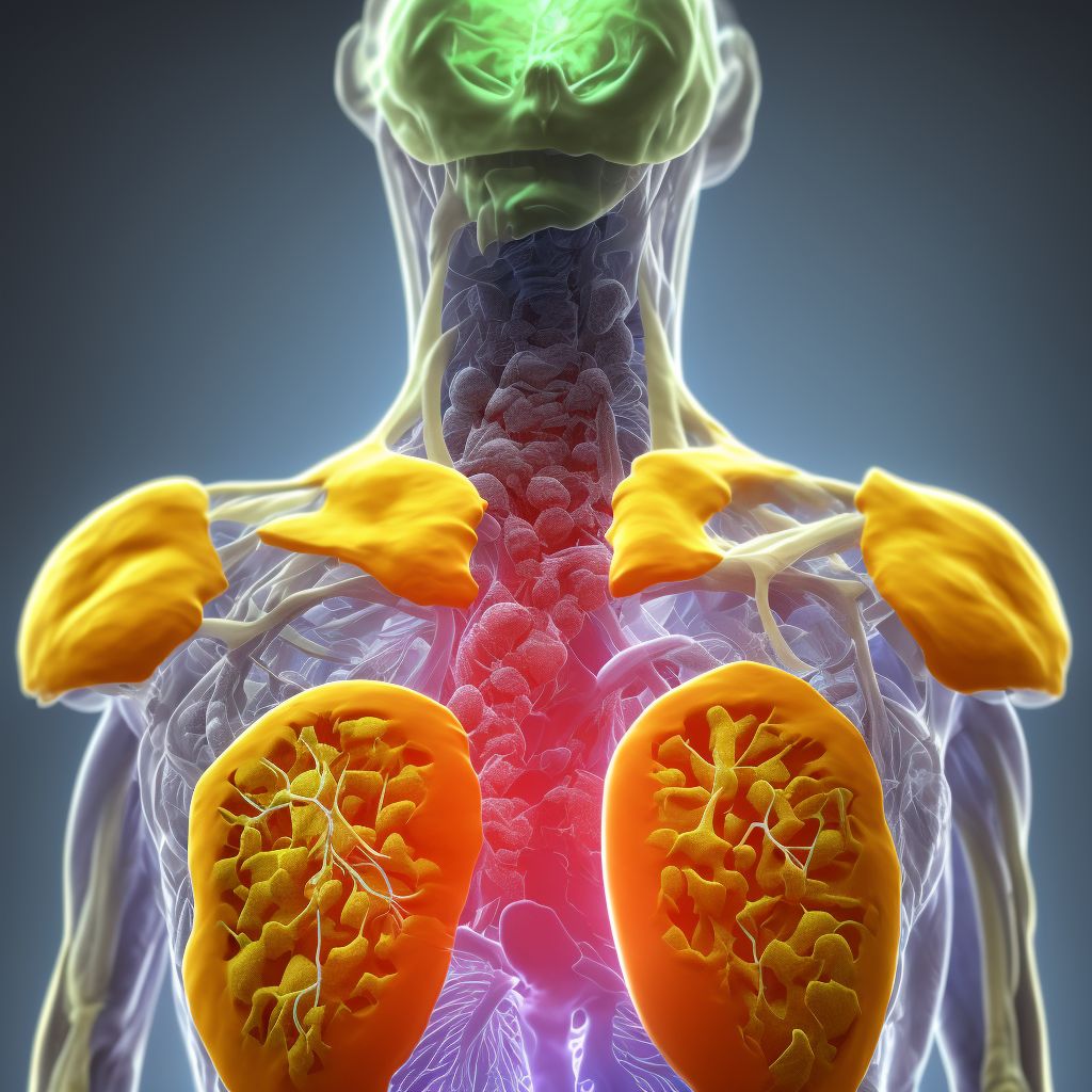 Unspecified open wound of left back wall of thorax without penetration into thoracic cavity, sequela digital illustration