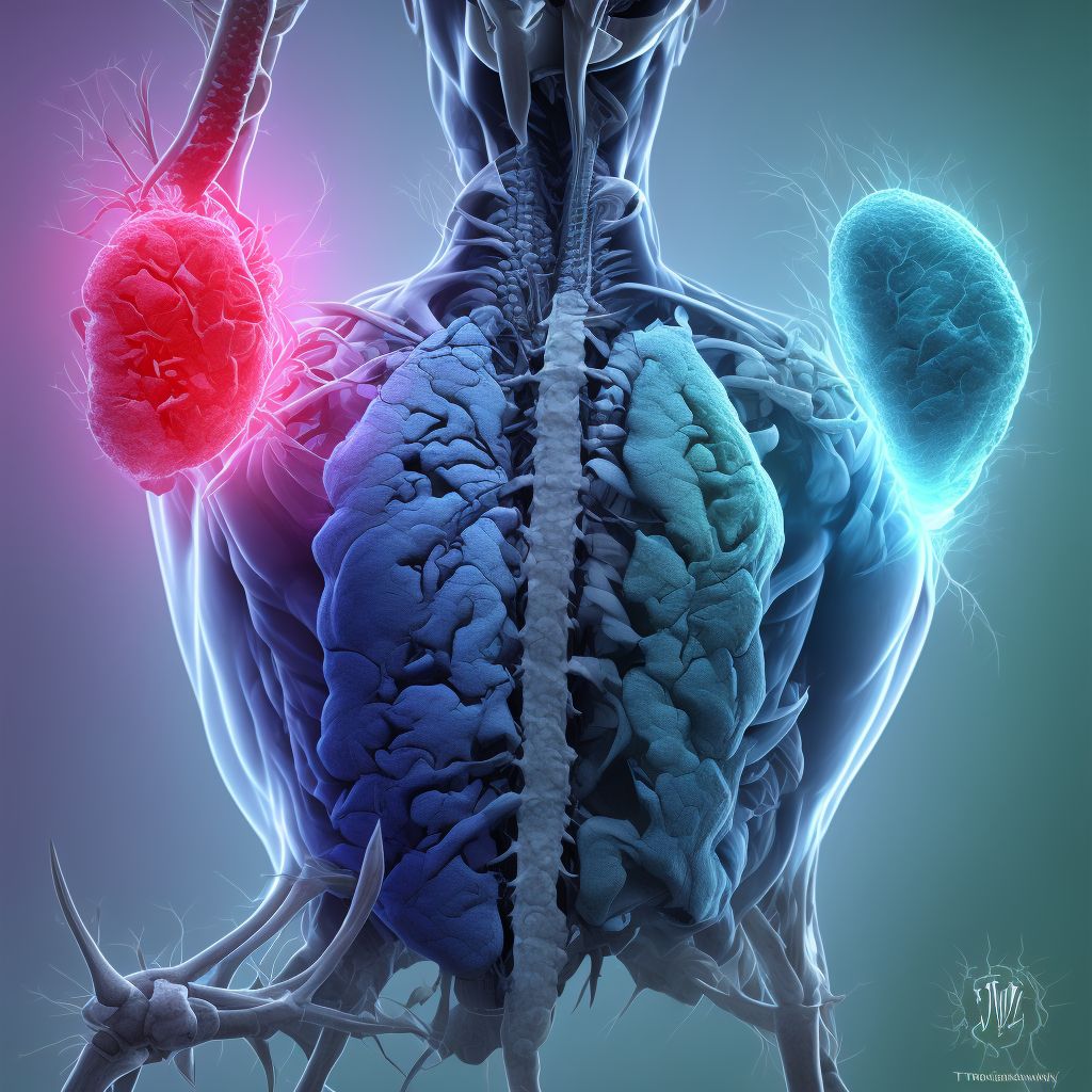 Laceration without foreign body of right back wall of thorax without penetration into thoracic cavity, sequela digital illustration